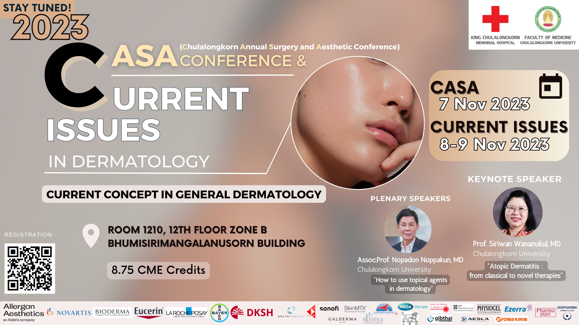 งานประชุม  Chulalongkorn Annual Surgery & Aesthetic Conference 2023 (CASA) และ อบรมระยะสั้นตจวิทยา Current Issues in Dermatology 2023